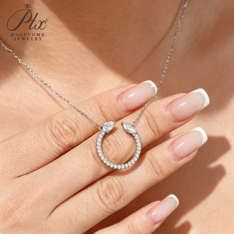 Moissanite Pendant Necklace Water Drop 925 Sterling Silver 18K Gold Plated Classical Unique Gift for Woman Holycome Jewelry