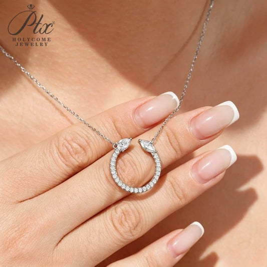 Moissanite Pendant Necklace Water Drop 925 Sterling Silver 18K Gold Plated Classical Unique Gift for Woman Holycome Jewelry
