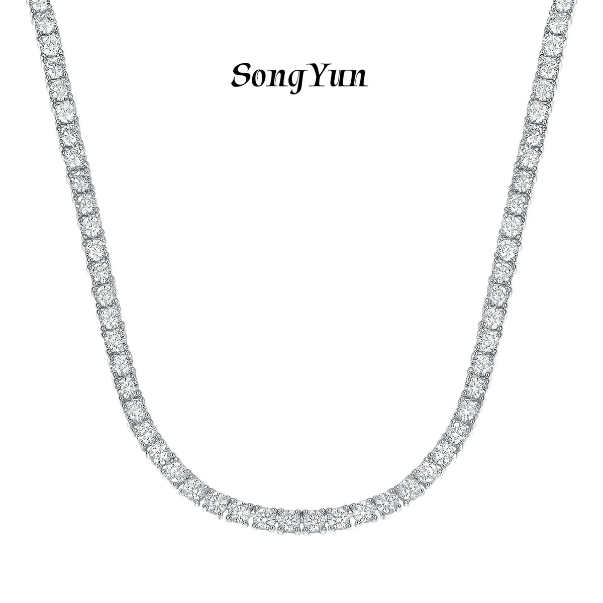 SY Brand Jewelry 925 Sterling Silver Tennis Necklace D Color VVS1 Moissanite Diamond Chain Necklaces Women Men S925 Jewelry