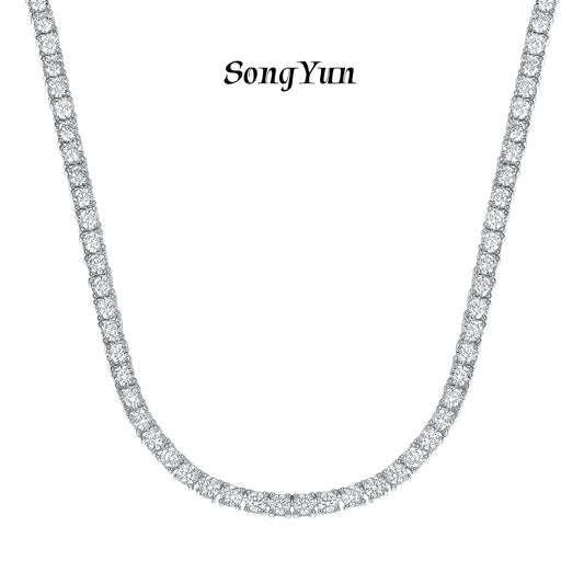 D Color VVS1 Moissanite Diamond Tennis Chain Necklace