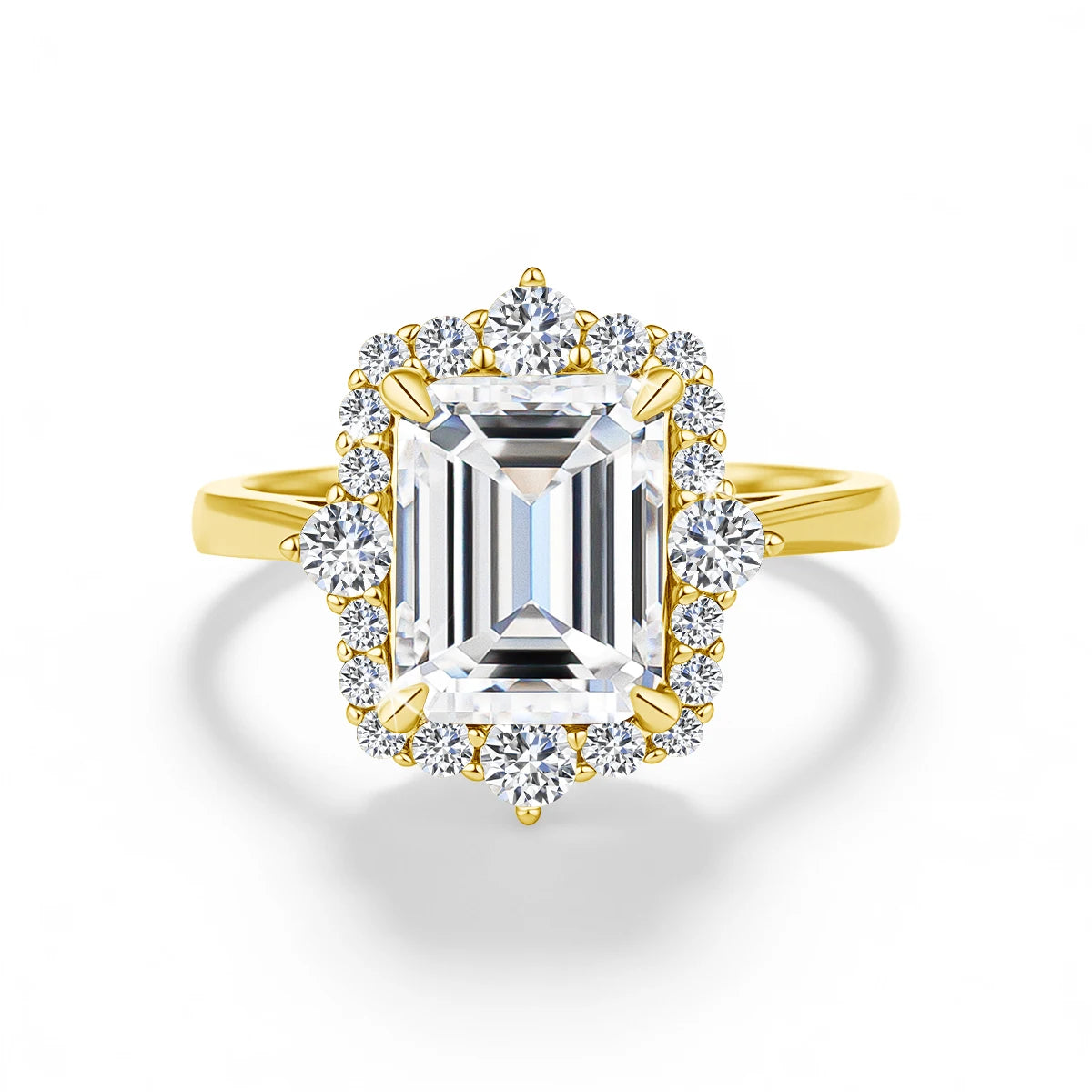 Solid 14K Gold Filled 3CT Emerald Cut Moissanite Stackable Ring Set Au585 Luxury Engagement Ring for Women Bridal Gift Jewelry