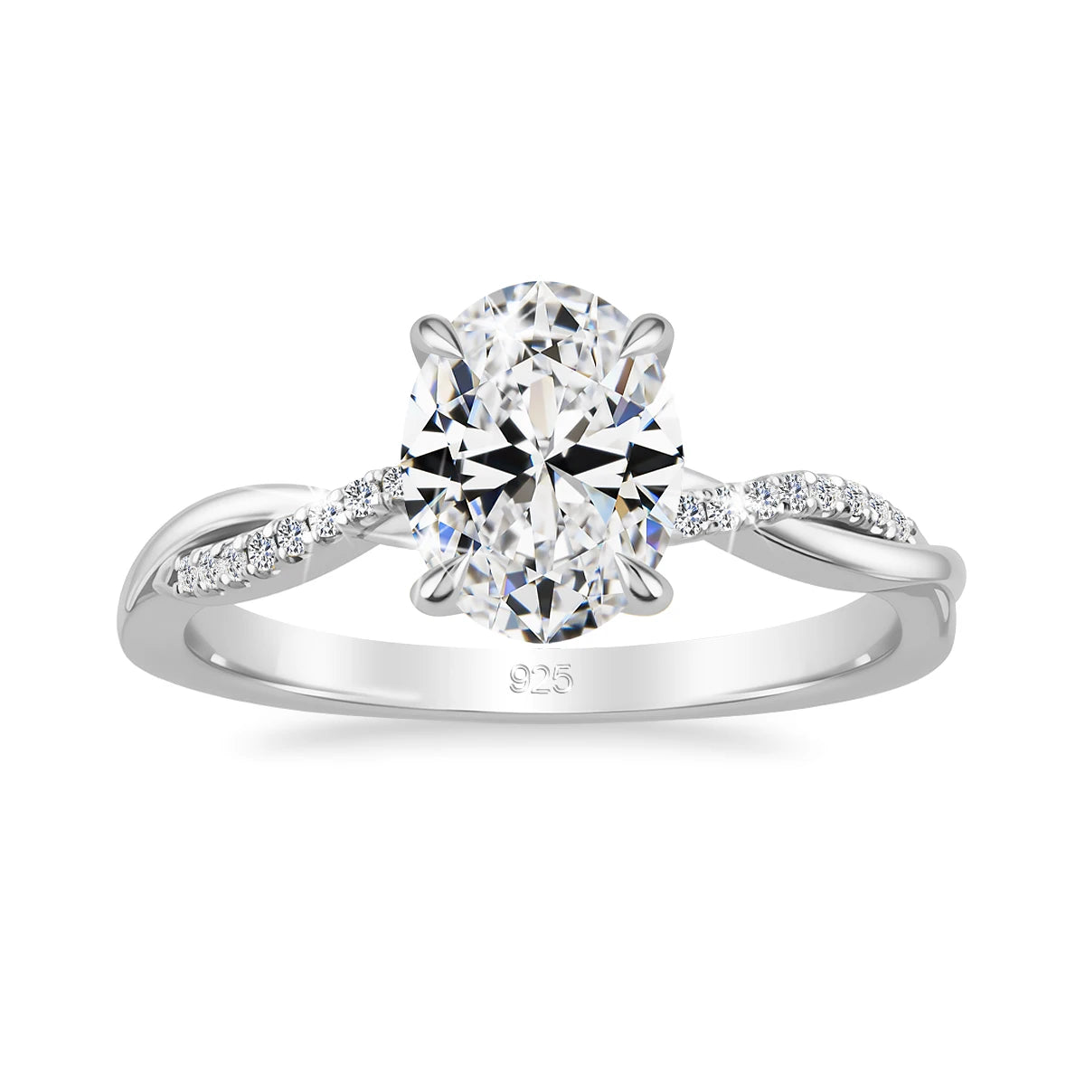 Oval Cut Moissanite Bridal Ring Set 2CT 925 Silver Brilliant Twisted Band Wedding Set Elegant Gift for Women Anniversary Jewelry