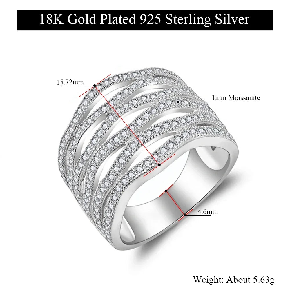 Moissanite Band 925 Silver Ring for Women Hollow Engagement Rings D Color VVS1 Half Eternity Moissanite Ring With Certificate