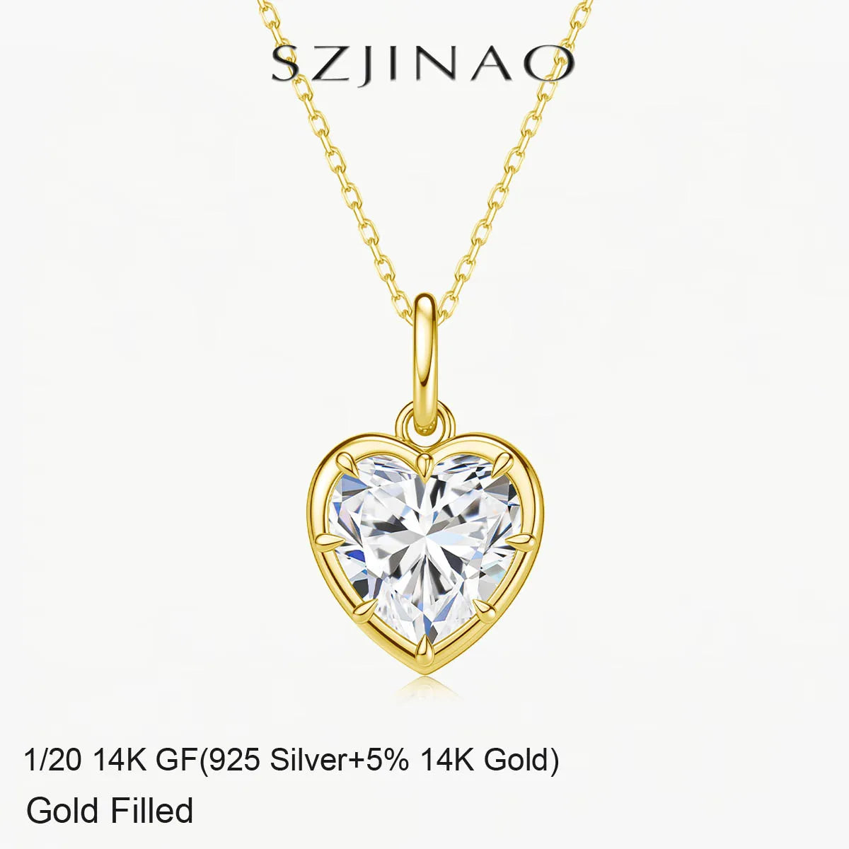 Heart Shape Necklace Pendant 2CT D Color Moissanite 14K Gold Filled for Girlfriend Fiancée Gift  Valentine's Day Gifts Romantic