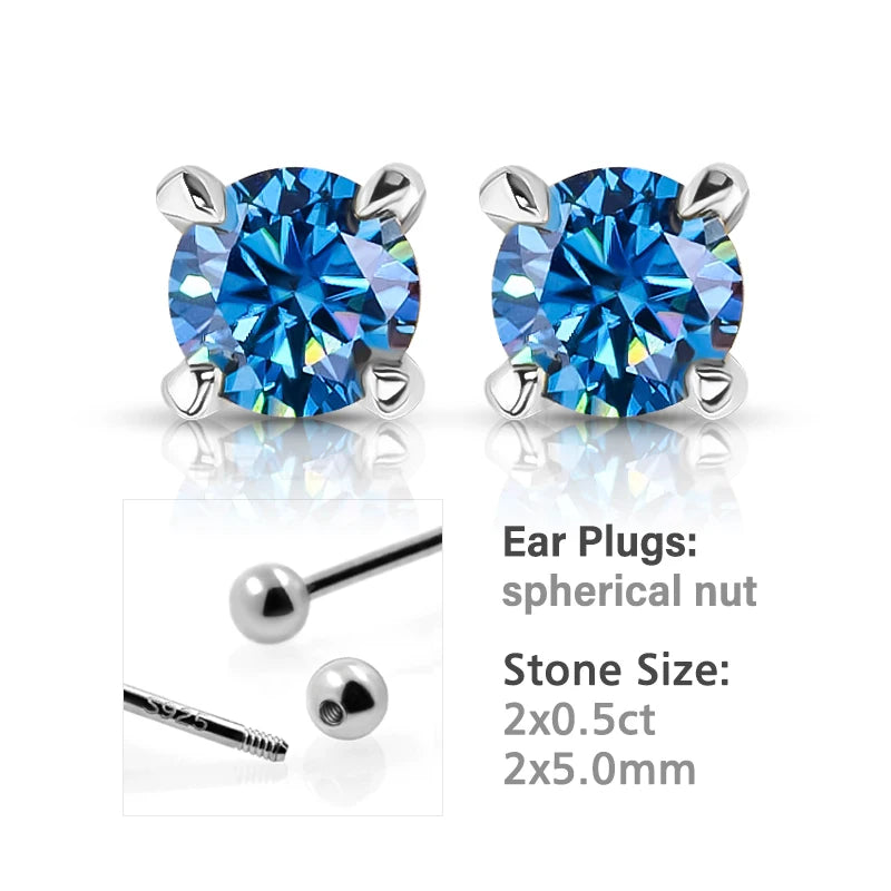 GIGAJEWE 925 Sterling Silver 4-Prong Stud Earrings D Color & Nova Color Moissanite Earrings for Women Fine Jewelry Gift