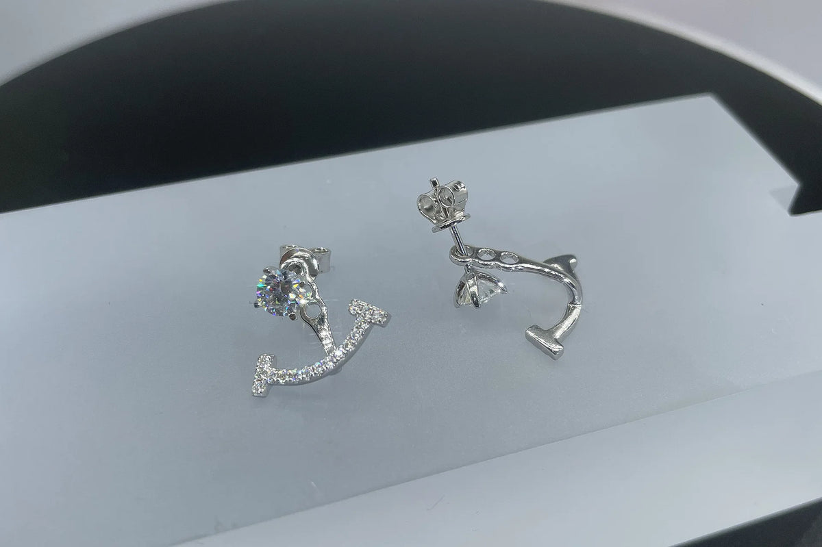 925 Sterling Silver Moissanite Stud Earrings 4 Prong Micro Pave Women Detachable Drop Earrings Fine Jewelry Gift