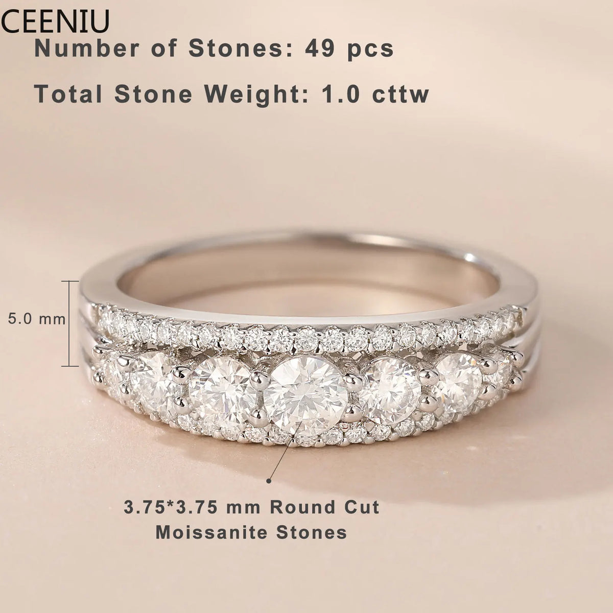 Moissanite Wedding Rings for Women Original 925 Sterling Silver Eternity Band Engagement Ring Fine Jewelry