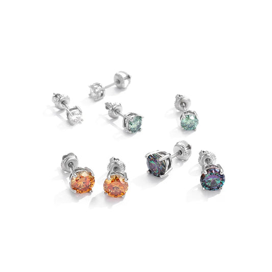4–8 mm Colored Moissanite Stud Earrings
