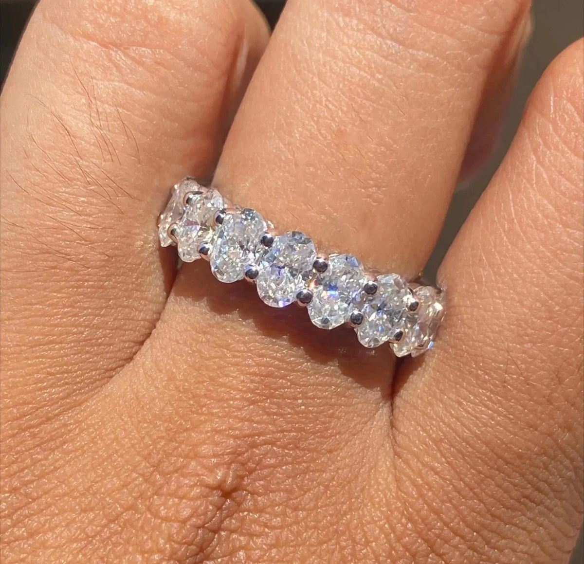 3*5mm Oval Moissanite Rings Full Eternity for Women 925 Sterling Silver Lab Diamond Wedding Band with Certificate Jewelry Gift