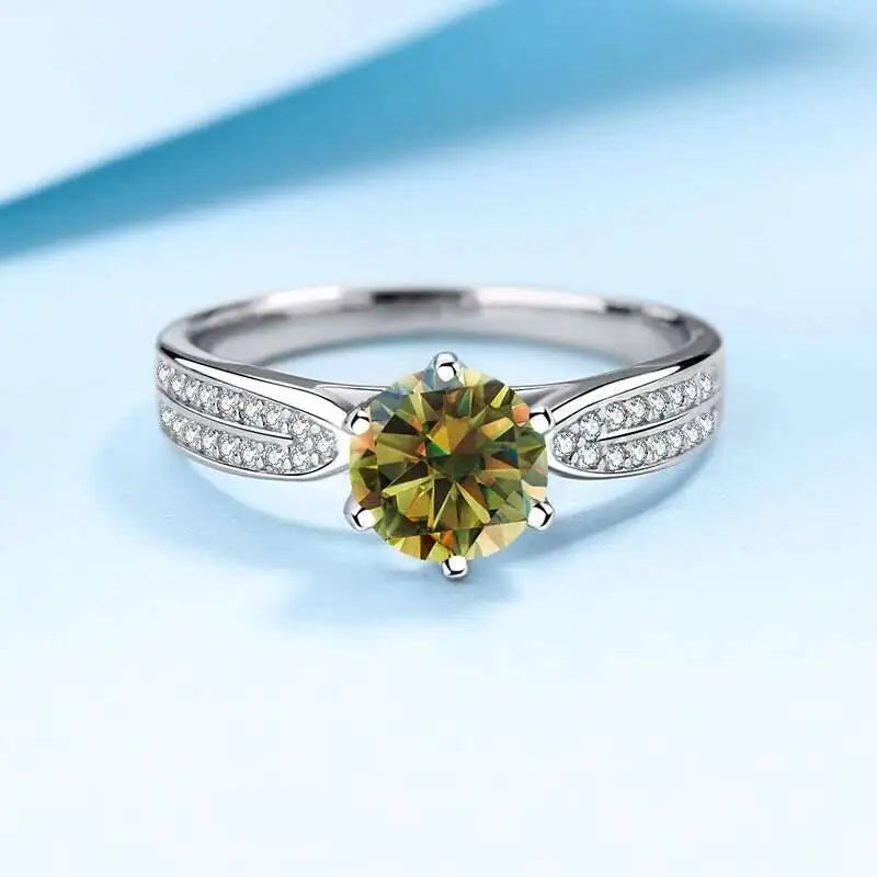1CT 6.5MM D Color VVS GRA Moissanite Ring For Charm Lady 925 Sterling Silver Female Fine 925 Sterling Silver Jewelry Wholesale