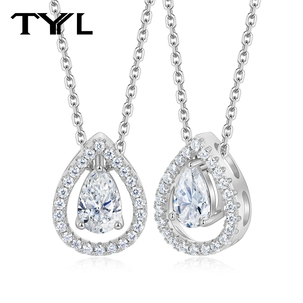 TYYL Moissanite Heart Pendant Necklace for Women Romantic Love Pendant 925 Sterling Silver Elegant Daily Wear Fine Jewelry Gift