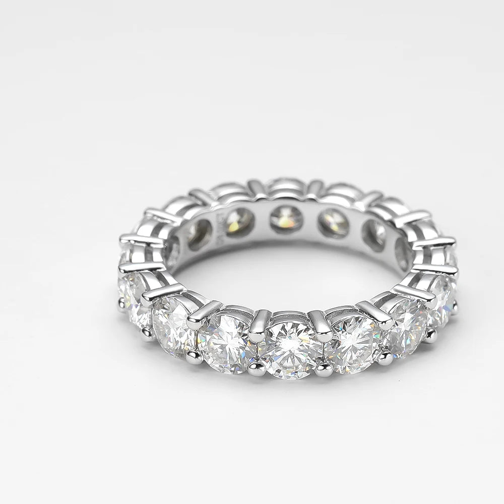 OEVAS 5MM Moissanite Full Eternity Band For Women S925 Sterling Silver Plated 18K Gold Lab Diamond Band Wedding Fine Jewelry
