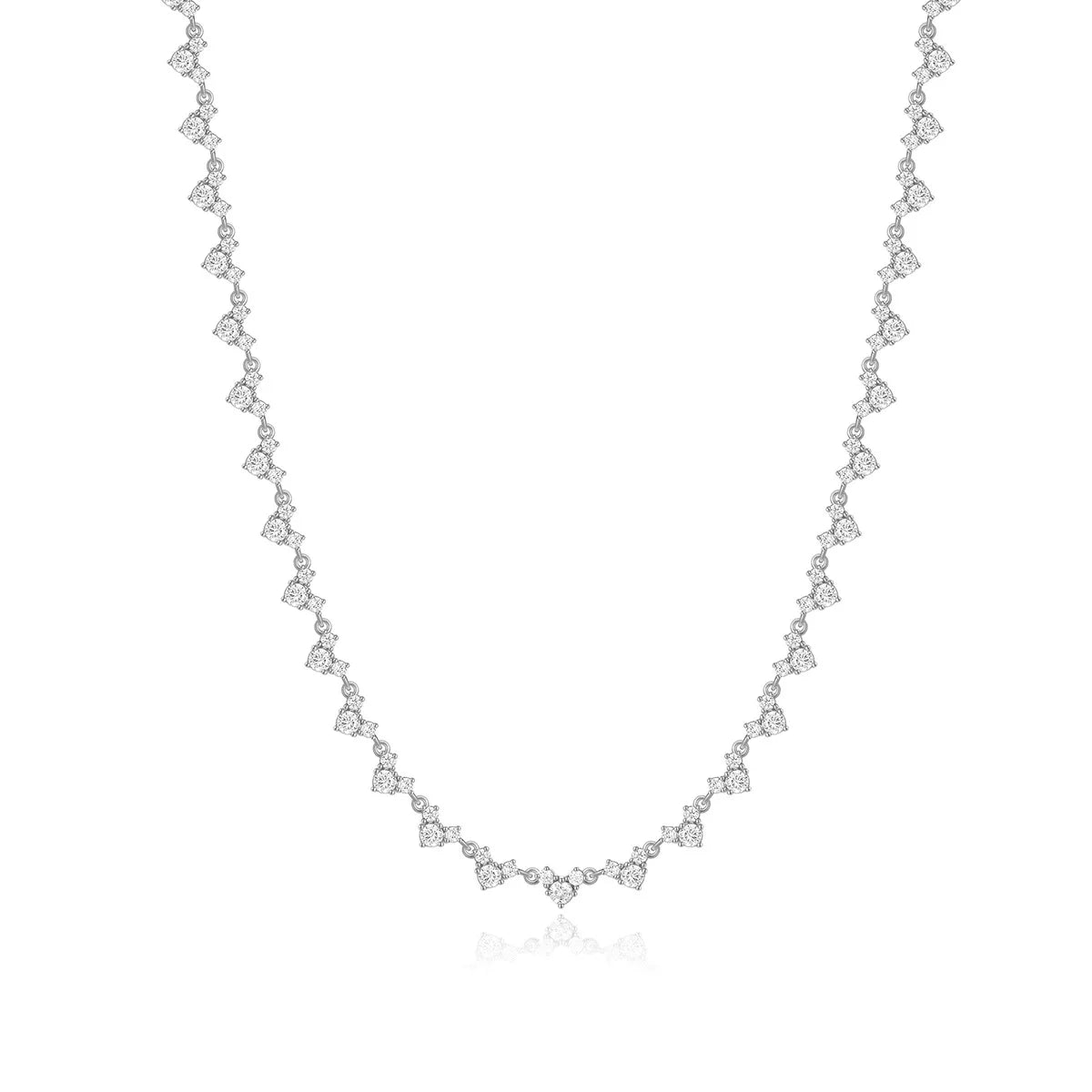 MUXIFC 3mm Full Moissanite Tennis Diaomond Necklace GRA Certificate S925 Sterling Silver Plated 18k Gold Clavicle Chain Gift