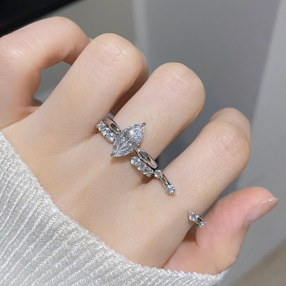 1/2/3CT Marquise Cut Moissanite Rings Set Women 925 Sterling Silver Stackable Bands Wedding Engagement Gifts Diamond Jewelry GRA