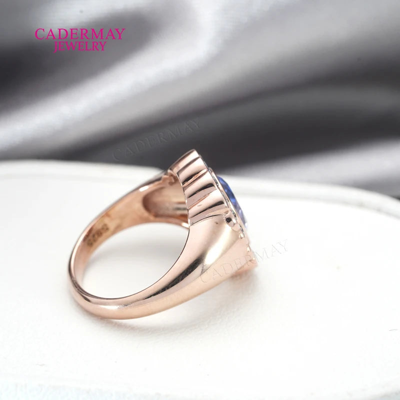 Chic Dainty Pinky Ring 925 Silver 6x8mm Oval Shape Light Blue Lab Grown Sapphire Moissanite Halo Ring Women Men