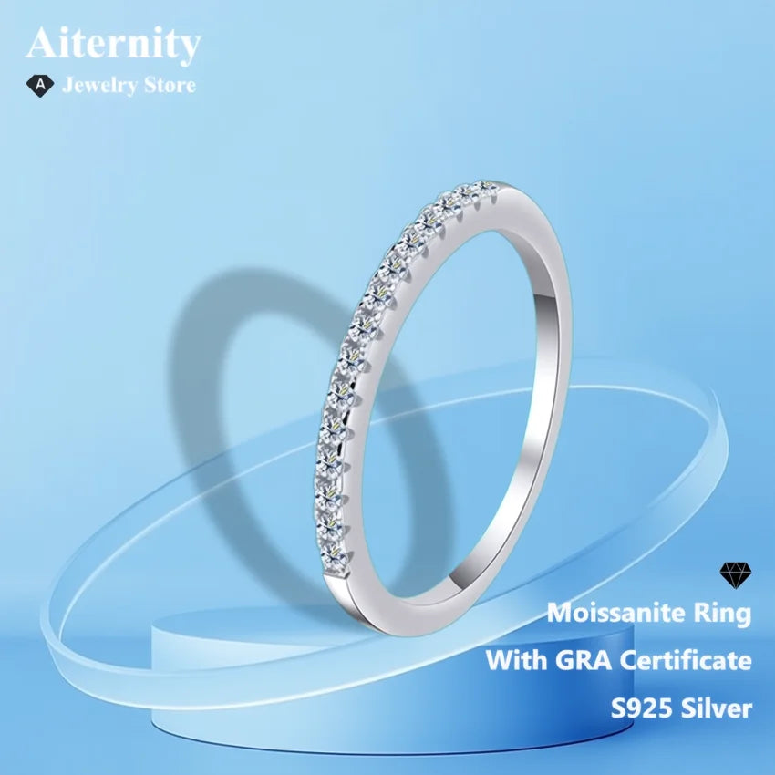 D VVS1 Moissanite Ring 925 Sterling Sliver With GRA Certificate Eternity Band Wedding Engagement Rings For Women And Men