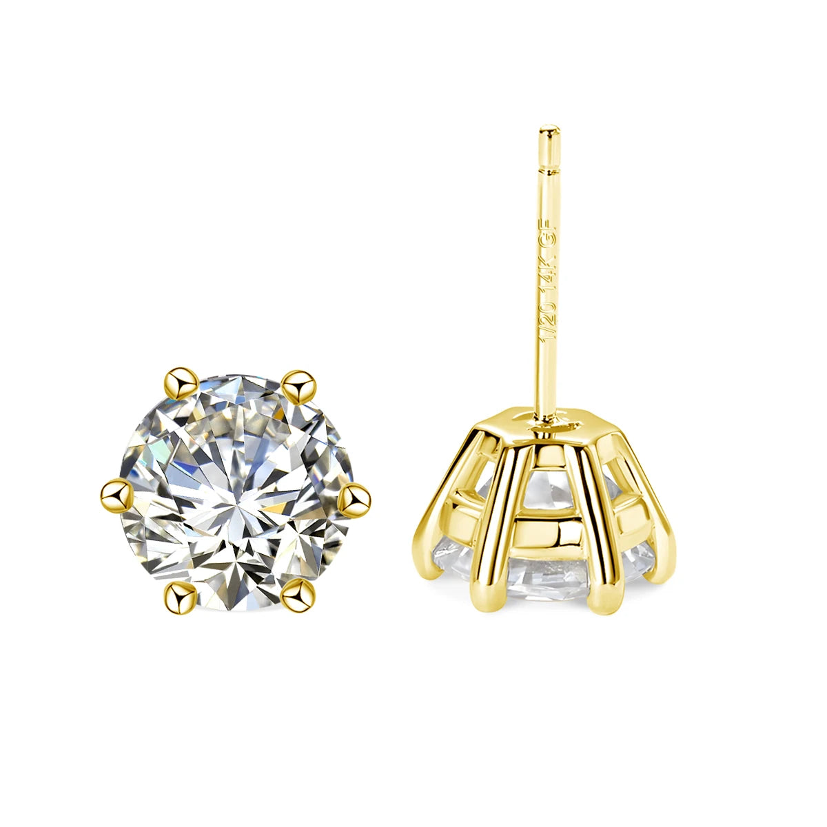 SDOOU 14k Gold Filled Moissanite Stud Earrings 0.5/1/2/3ct Round cut For Women Engagement Birthday Party Wedding Jewelry Gifts