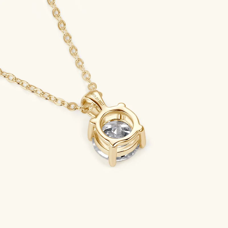1.0 Carat 2ct 3ct D Moissanite Solitaire Drop Necklaces 18k Gold Plated Pendant Original Real 925 Silver Chain Jewelry for Women