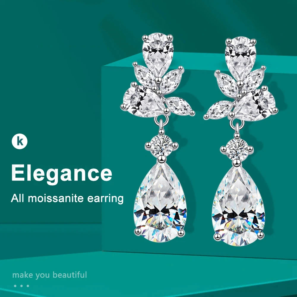 All Moissanite Earrings for Women Wedding Party Luxury Earring Jewelry s925 Sterling Sliver Plated 18k Gold Ear Stud