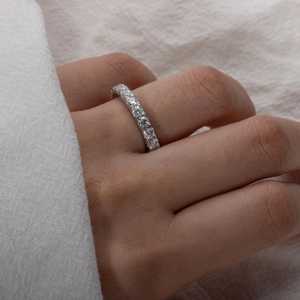 Round Moissanite Full Eternity Band