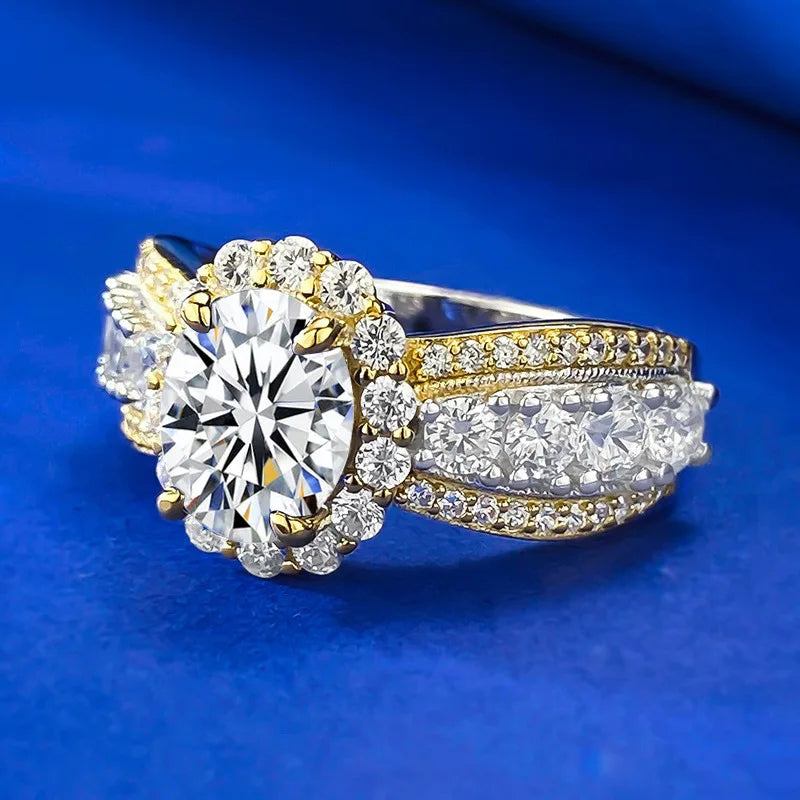 100% Real 6x8MM Oval Moissanite Ring with Certificate Passed Diamond Test Ring Women Wedding Jewelry Gift S925 Silver