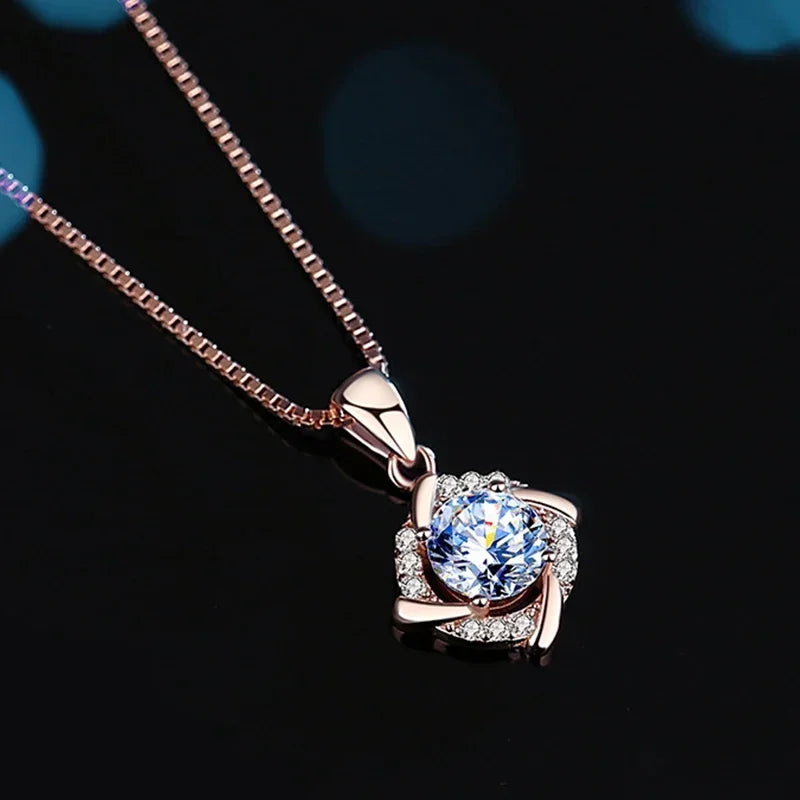 Tezzc Moissanite Necklace for Women 925 Sterling Silver Plated 18k White Gold Pendant Wedding Party Jewelry with Certificates