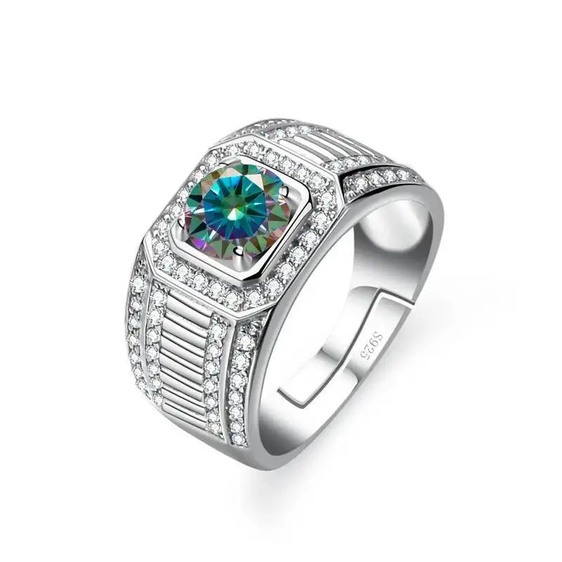 1CT Moissanite Men's Ring 925 Sterling Silver With Bright Fire Color Luxury Couple Wedding Band For Men 2026