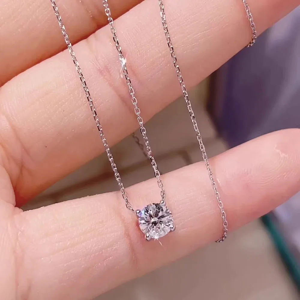 ICEBLING 1-3CT Moissanite Necklace for Women D Color Sparkling Classic Lab Diamon Pendant Sterling Silver 925 GRA