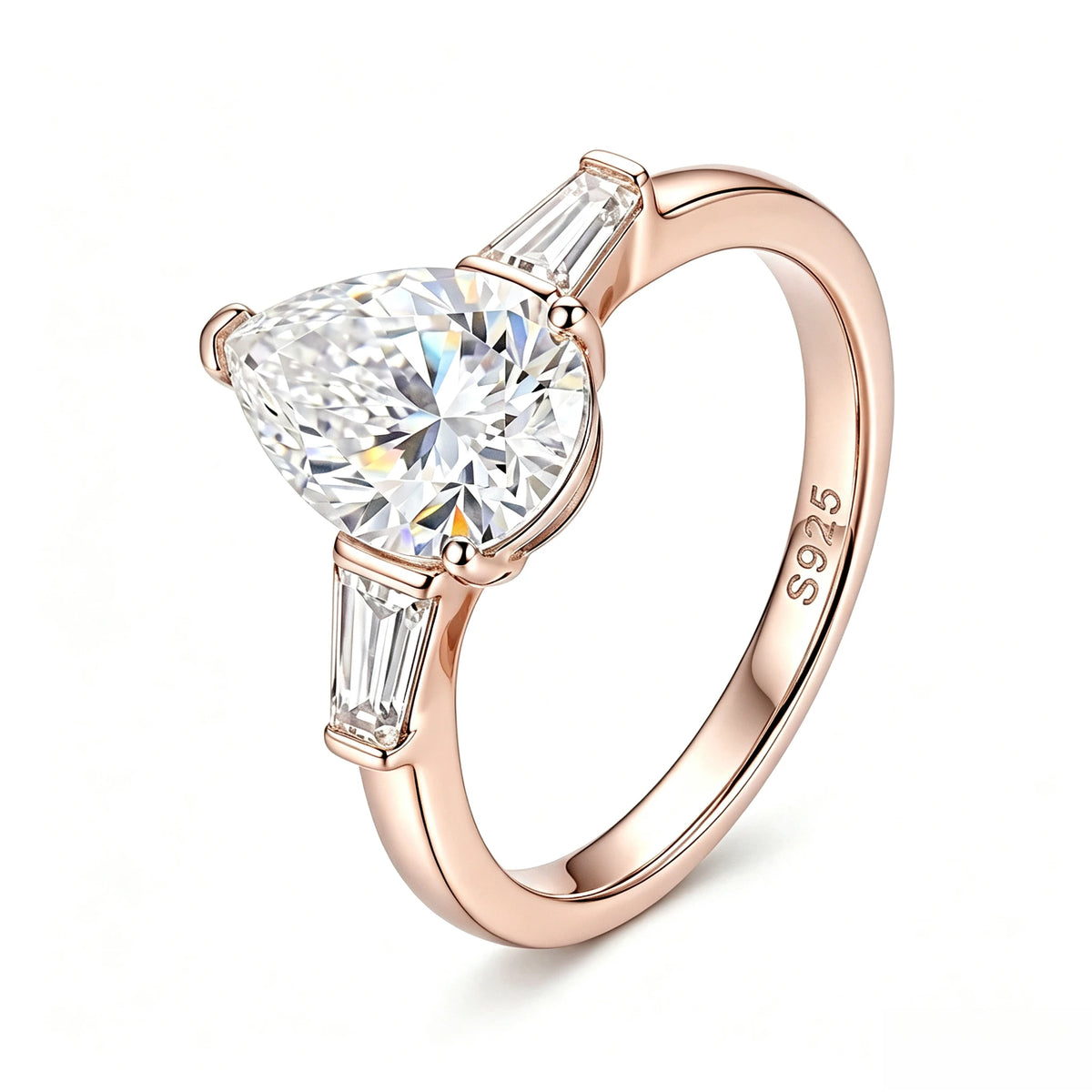 Ts 925 Sterling Silver Moissanite Ring For Women Men 2ct Pear Cut D Color Moissanite Lab Grown Diamond Jewelry Gift Brand Ring