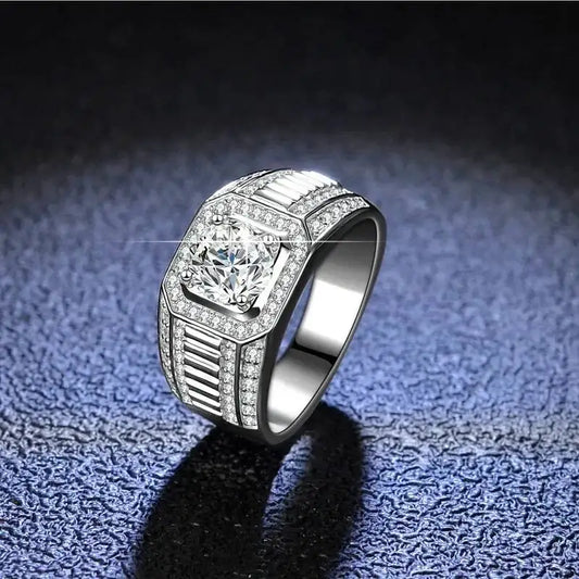 1CT Moissanite Men's Ring 925 Sterling Silver With Bright Fire Color Luxury Couple Wedding Band For Men 2026
