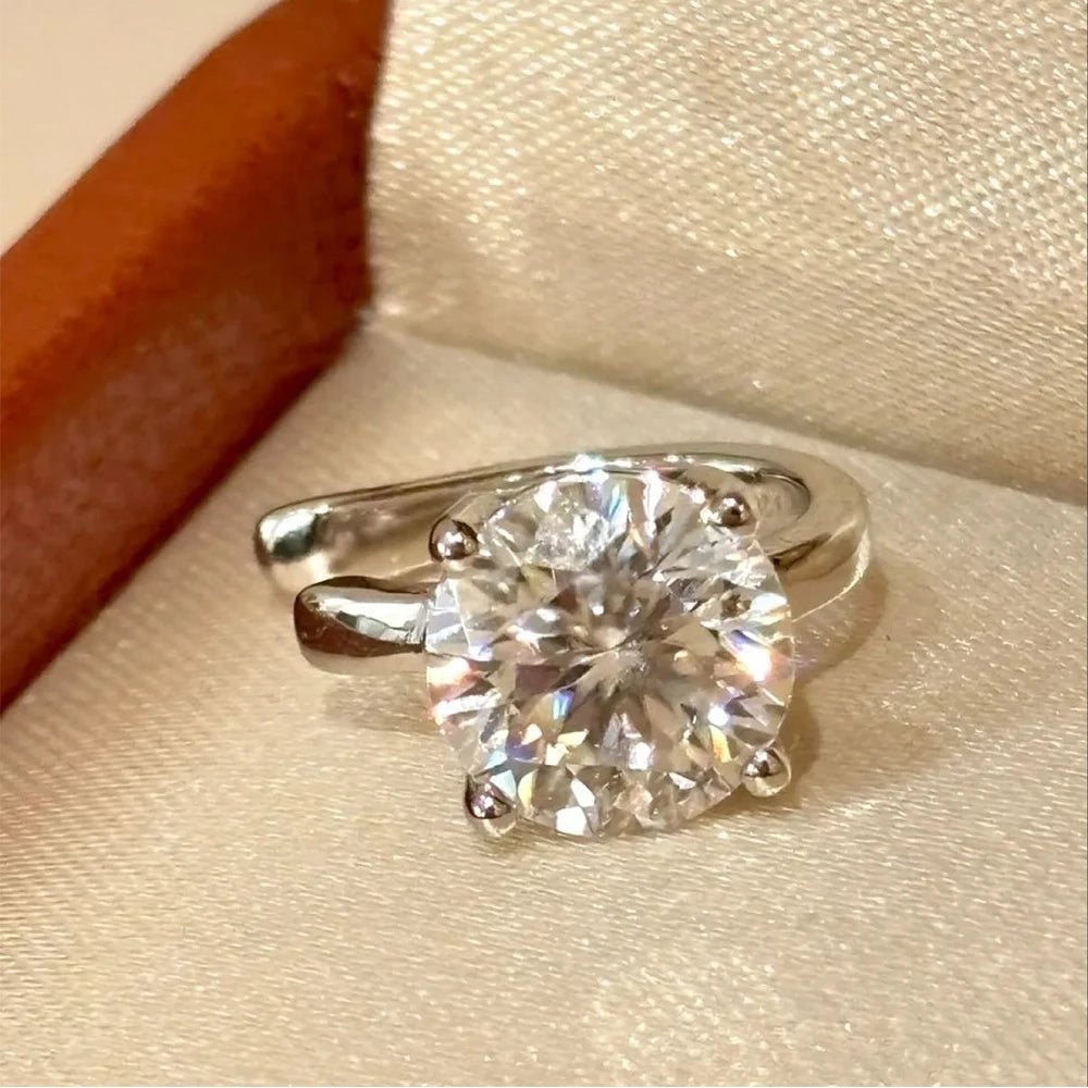 Certified 2CT Round Solitaire Moissanite Open Ear Cuff For Women S925 Silver Lab Diamond Minimalist Unique Earrings No Piercing