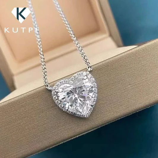 1–4 CT Heart Cut Halo Moissanite Pendant Necklace