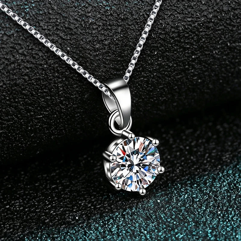 NeeTim 1ct 2ct 3ct 4ct Moissanite Earrings Necklace Sets for Women 925 Silver with White Gold Plated Wedding Party Jewelry Sets
