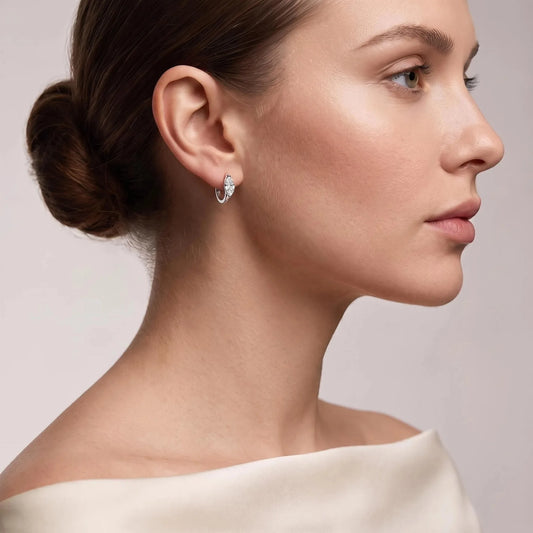 D Color Marquise Cut Moissanite Hoop Earrings 925 Sterling Silver Ear Buckle Earrings for Women Wedding Party Fine Jewelry Gift