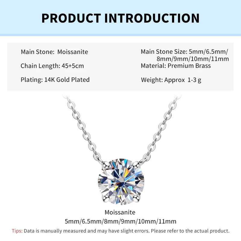 0.5–5 CT Solitaire Moissanite Necklace