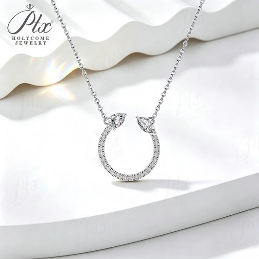 Moissanite Pendant Necklace Water Drop 925 Sterling Silver 18K Gold Plated Classical Unique Gift for Woman Holycome Jewelry