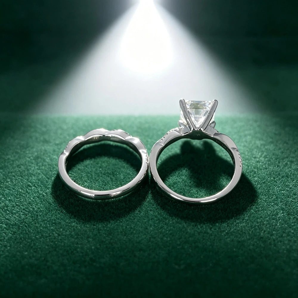 2.5ct  8 x 8mm Moissanite Ring S925 Sterling Silver Stacked up Wedding Rings for Woman Jewelry Gift