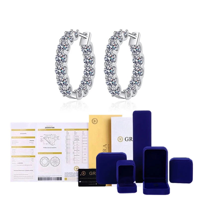 2.6CT D Color Moissanite Hoop Earring 925 Sterling Silver Plated with 18k Gold Earrings for Women Sparkling Party Jewelry