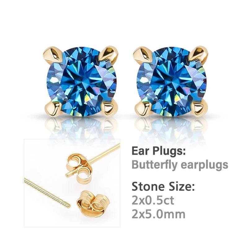 GIGAJEWE 925 Sterling Silver 4-Prong Stud Earrings D Color & Nova Color Moissanite Earrings for Women Fine Jewelry Gift
