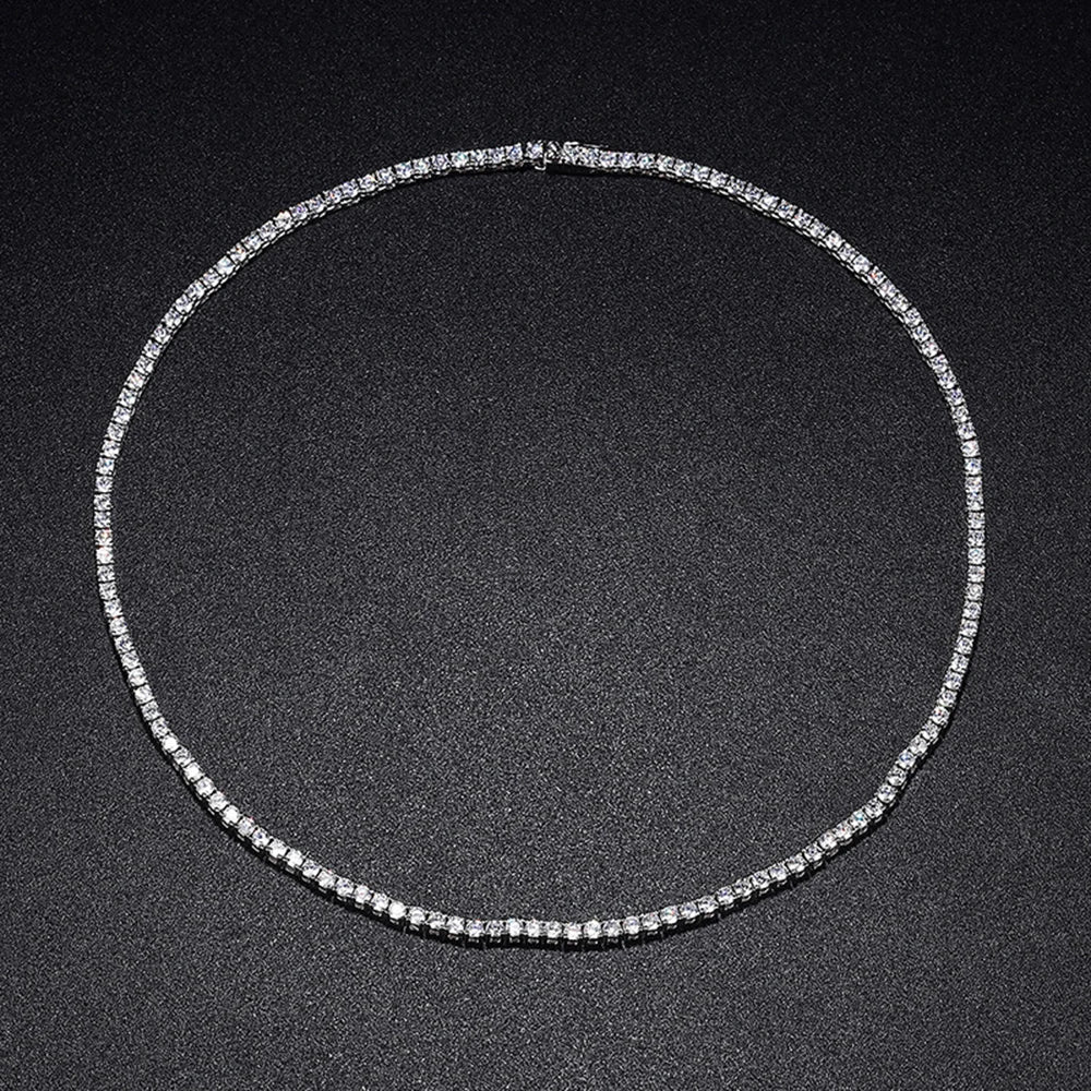 YLMyself 925 Silver Moissanite Tennis Necklace 2.5mm Diamond Chain 15-24 Inch Elegant Fine Jewelry Gift For Women