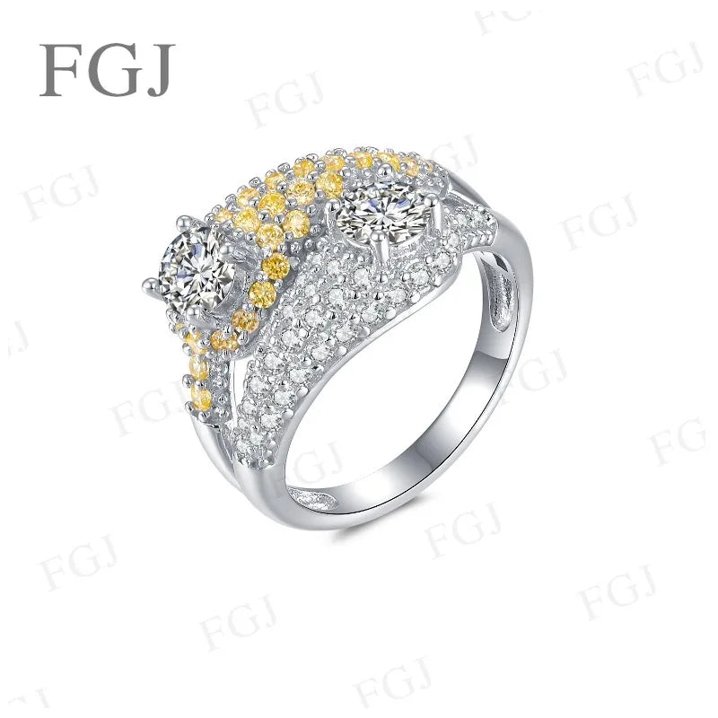 With GRA Original Solid 925 Sterling Silver Moissanite Ring For Women Luxury Jewelry With Stamp Engagement Gift Trend Charms