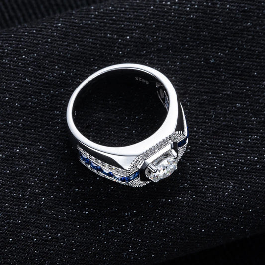 MossanRappr 1ct VVS1 Moissanite Men's Diamond Ring 925 Sterling Silver D Color Hip Hop Rings Iced Out Fashion Jewelry for Men