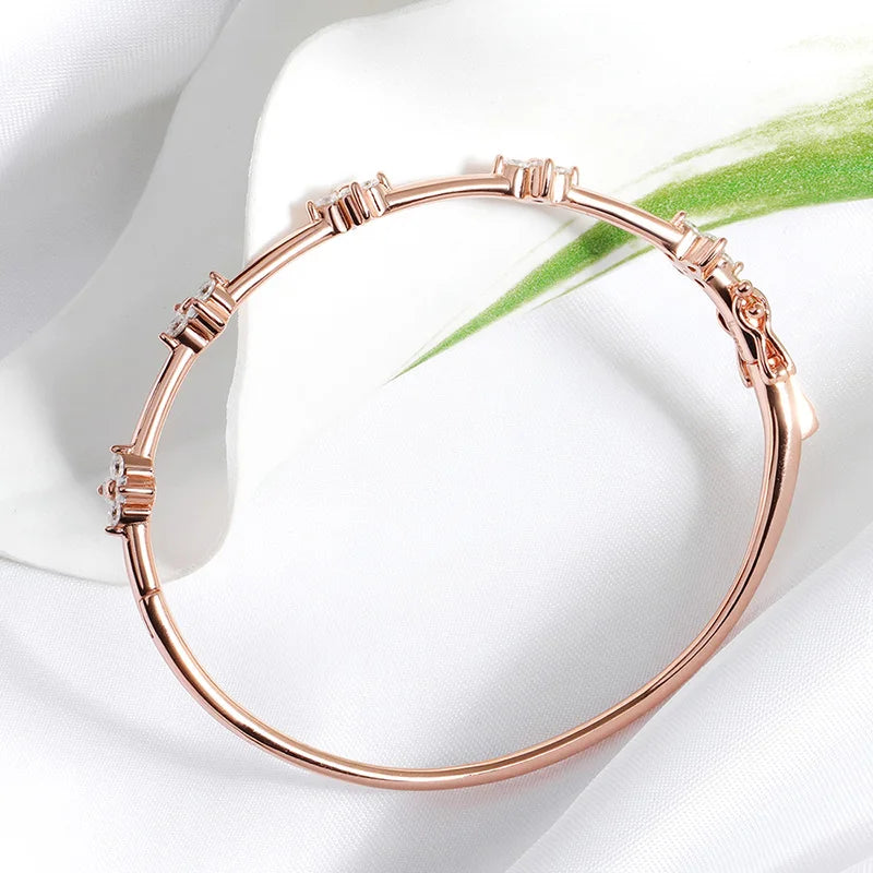 Smyoue 2.5mm Moissanite Bangle for Women Girls Classic Flowers Certified Fine Jewelry Wholesale Chain Real S925 Sterling Silver