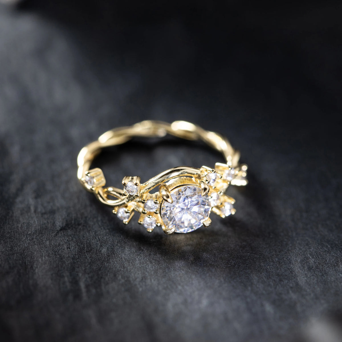 925 Silver Round Cut 1ct 2ct 3ct Moissanite Ring for Woman Gold Plated Zircon Cluster Rings Anniversary Gifts with Certificate