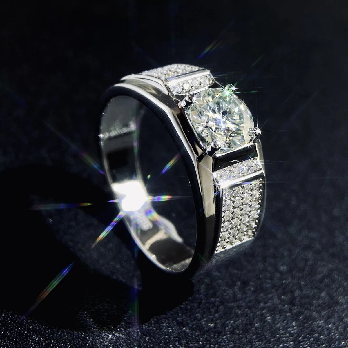 JoyceJelly Gorgeous 925 Sterling Silver Moissanite Ring For Men Boss Male Rings Wedding Engagement Party Luxury Jewelry Size7-11