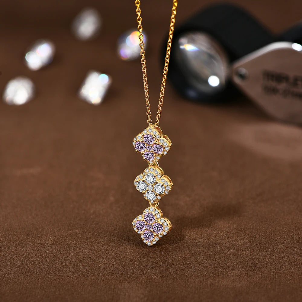 CHARMING Sparkling D Color Moissanite Diamond Necklace 925 Silver Pendant Necklaces Fine Jewelry for Women Gift With Certificate