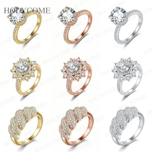 925 Sterling Silver Moissanite Ring Multiple Styles D Color With GRA VVS1 Wedding Ring Bandal Set Gold Plated Jewelry For Women