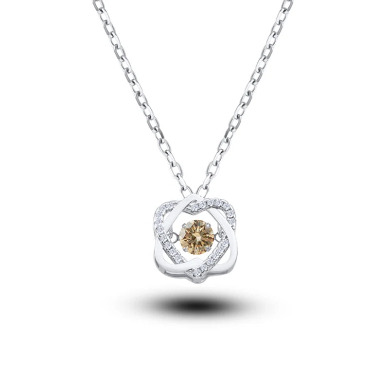 Moissanite Necklace For Women 100% Sterling S925 Silver With White Gold Plated Lab Diamond Jewelry Wedding Pendant with O-chain
