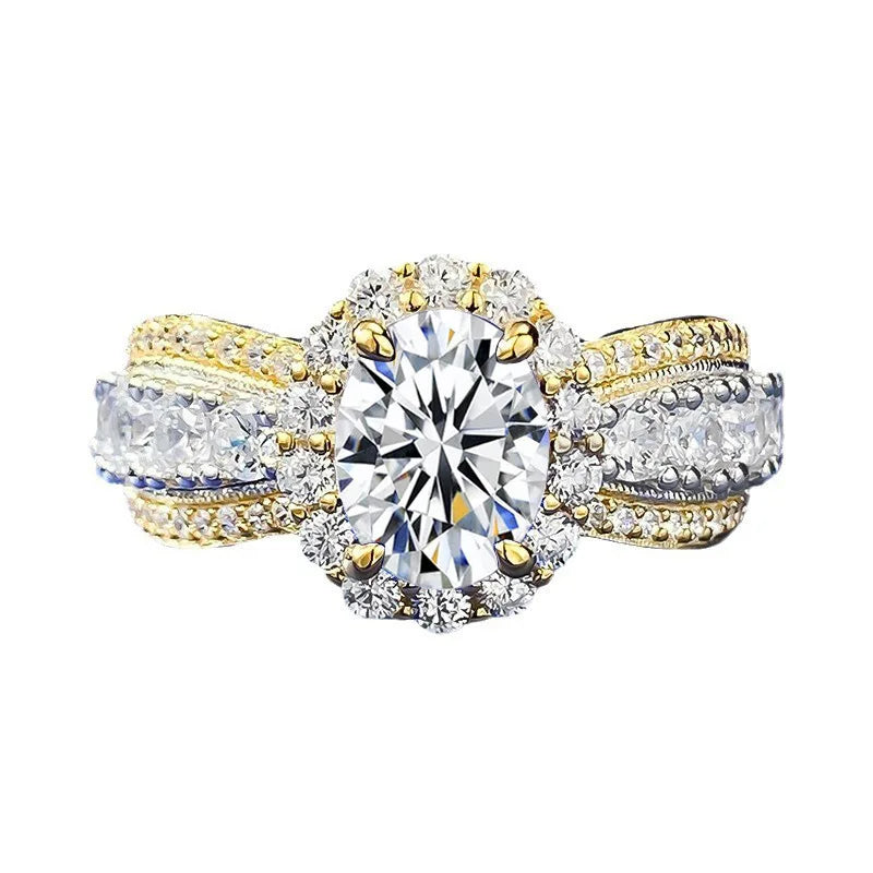 100% Real 6x8MM Oval Moissanite Ring with Certificate Passed Diamond Test Ring Women Wedding Jewelry Gift S925 Silver