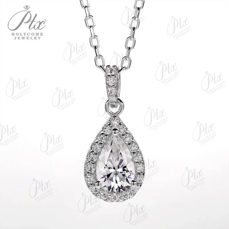Moissanite Brilliant D White Pear Cut S925 Silver Necklace Earring Set GRA Certified 100% S925 Sterling Silver Wedding Jewelry